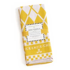 MacKenzie-Childs Argyle Dish Towels - Yellow - Set Of 3* Kitchen & Table Linens