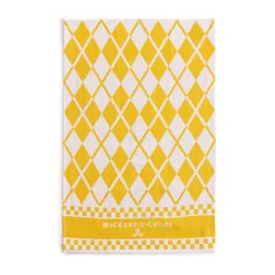 MacKenzie-Childs Argyle Dish Towels - Yellow - Set Of 3* Kitchen & Table Linens