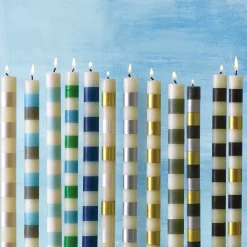 MacKenzie-Childs Bands Dinner Candles - Black - Set Of 2* Candles & Fragrances