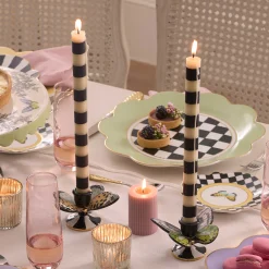 MacKenzie-Childs Bands Dinner Candles - Black - Set Of 2* Candles & Fragrances