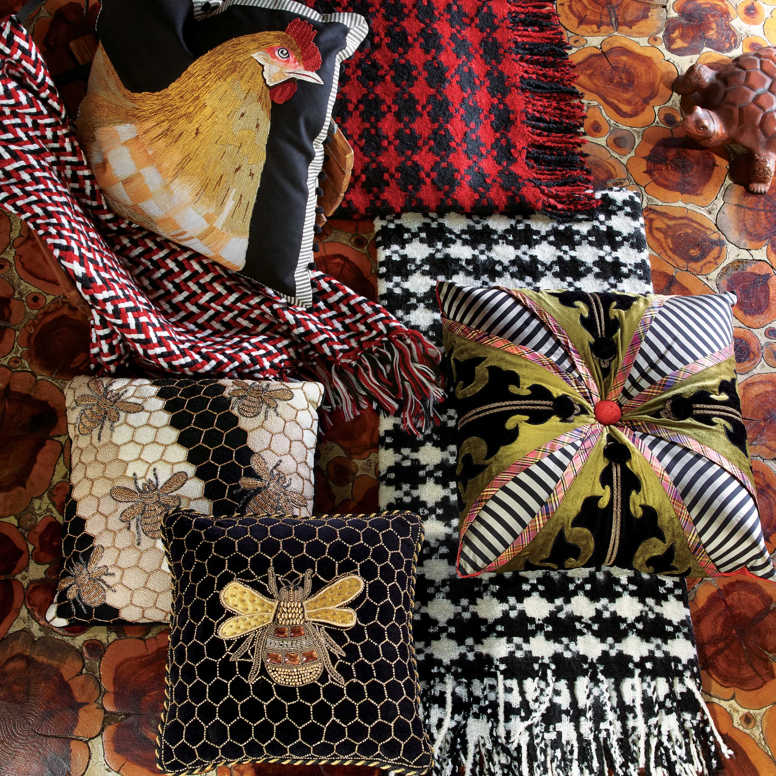 MacKenzie-Childs Beekeeper Pillow* Pillows, Throws, & Cushions