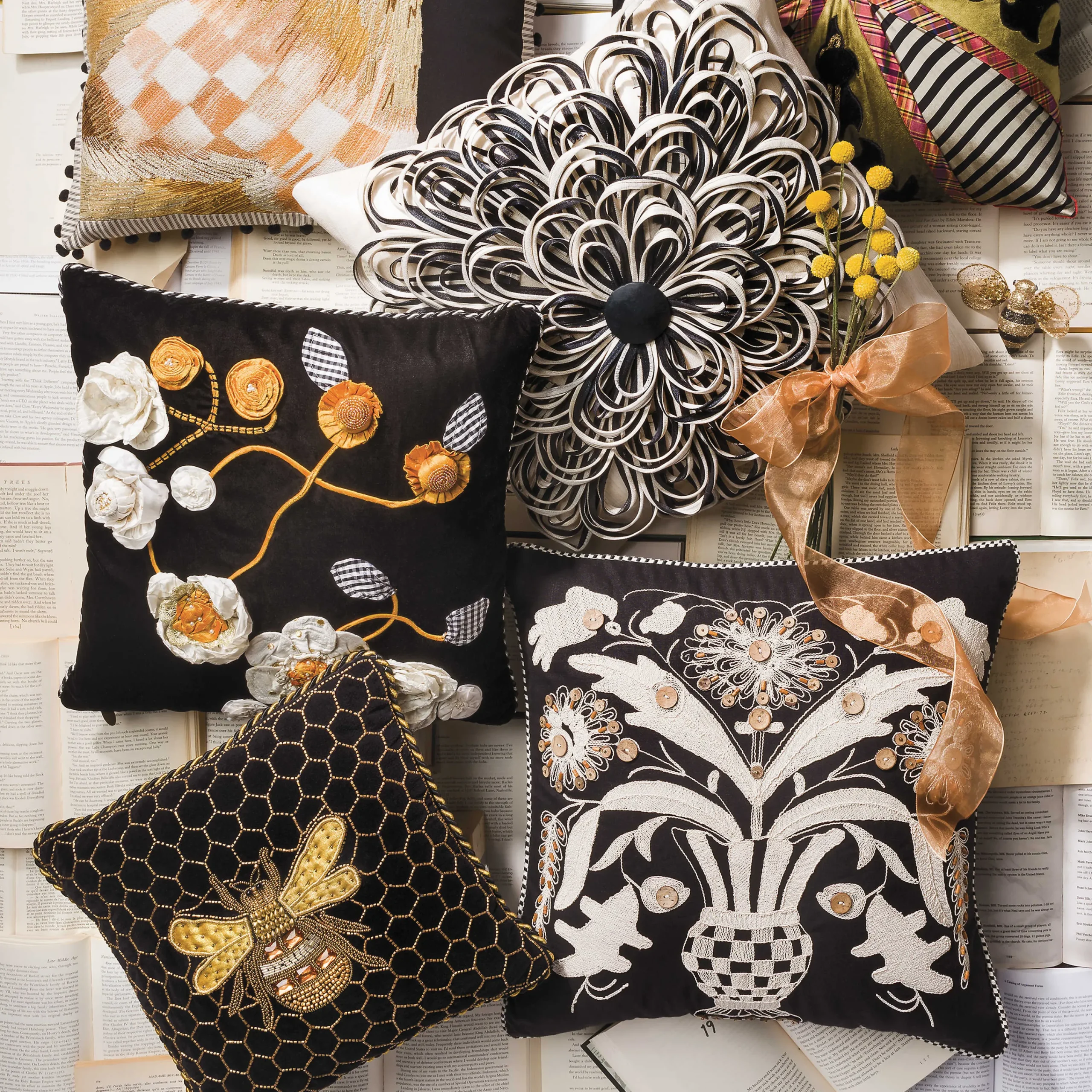 MacKenzie-Childs Beekeeper Pillow* Pillows, Throws, & Cushions