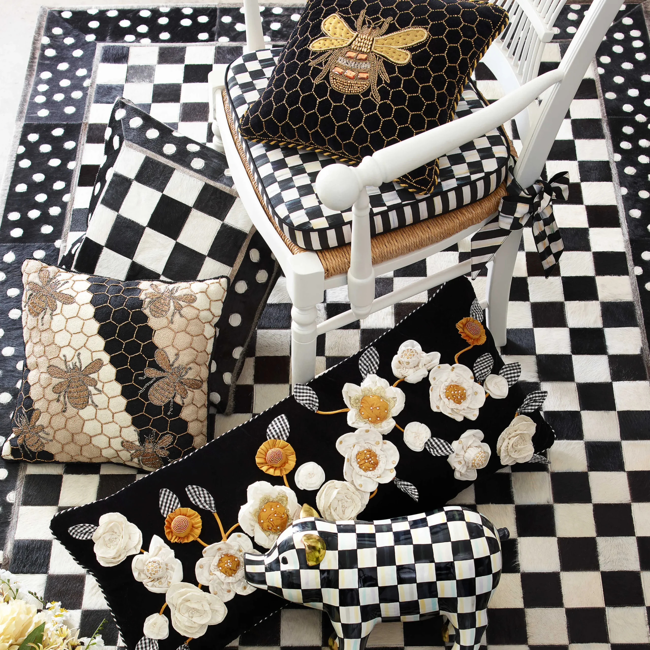 MacKenzie-Childs Beekeeper Pillow* Pillows, Throws, & Cushions