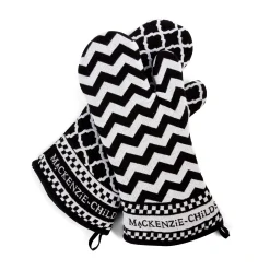 MacKenzie-Childs Black & White Zig Zag Oven Mitts - Set Of 2* Kitchen & Table Linens