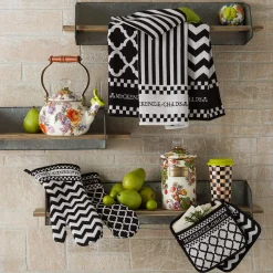 MacKenzie-Childs Black & White Zig Zag Potholders - Set Of 2* Kitchen & Table Linens