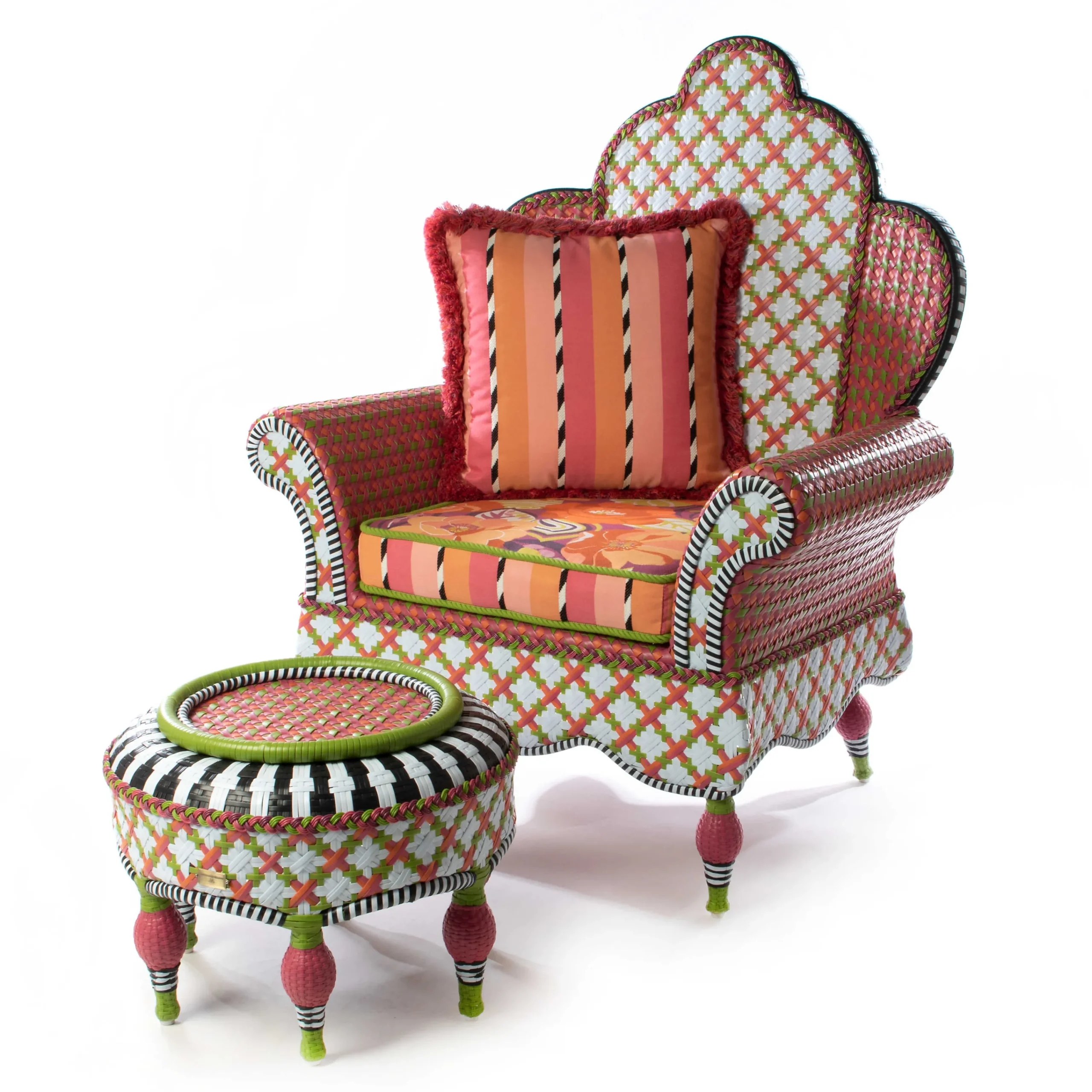 MacKenzie-Childs Breezy Poppy Outdoor Wing Chair* Outdoor Furniture