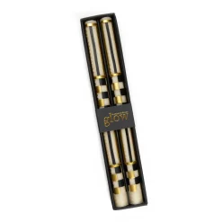 MacKenzie-Childs Check & Stripe Dinner Candles - Black & Gold - Set Of 2* Candles & Fragrances