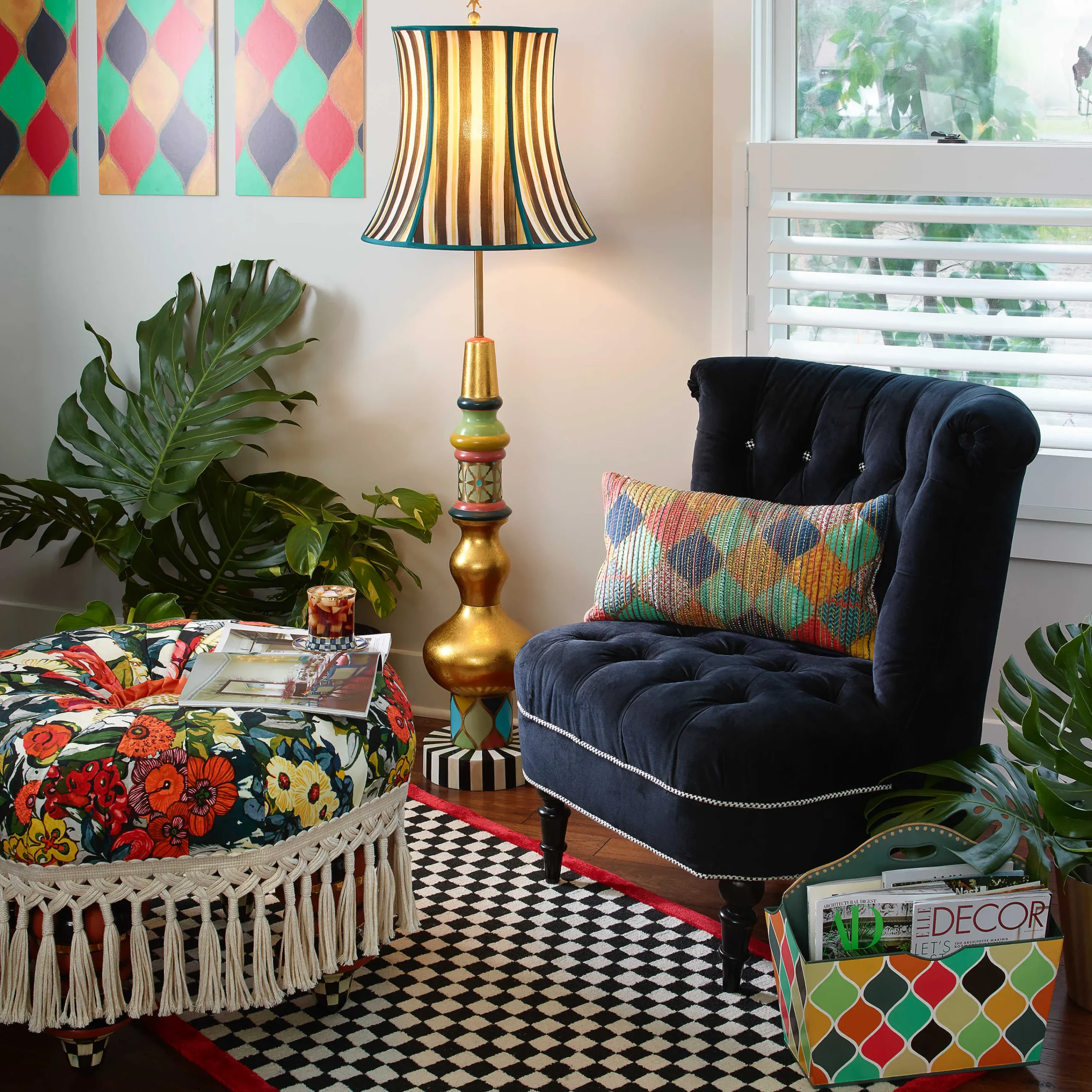 MacKenzie-Childs Check It Out Rug - 3' X 5' - Red* Rugs