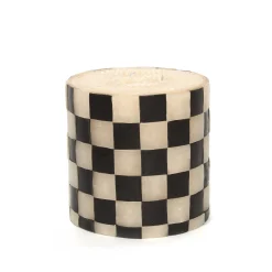 MacKenzie-Childs Check Pillar Candle - 5" - Black & Ivory* Candles & Fragrances