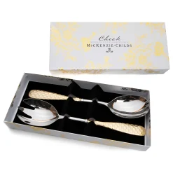 MacKenzie-Childs Check Salad Serving Set - Gold* Serveware