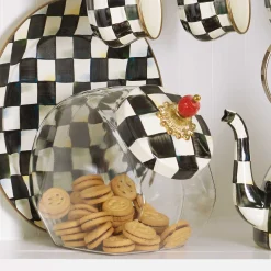 MacKenzie-Childs Cookie Jar With Courtly Check Enamel Lid* Kitchen Storage & Organization