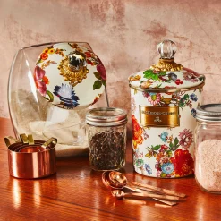 MacKenzie-Childs Cookie Jar With Flower Market Enamel Lid - White* Kitchen Storage & Organization
