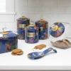 MacKenzie-Childs Cookie Jar With Flower Market Enamel Lid - Lapis* Kitchen Storage & Organization