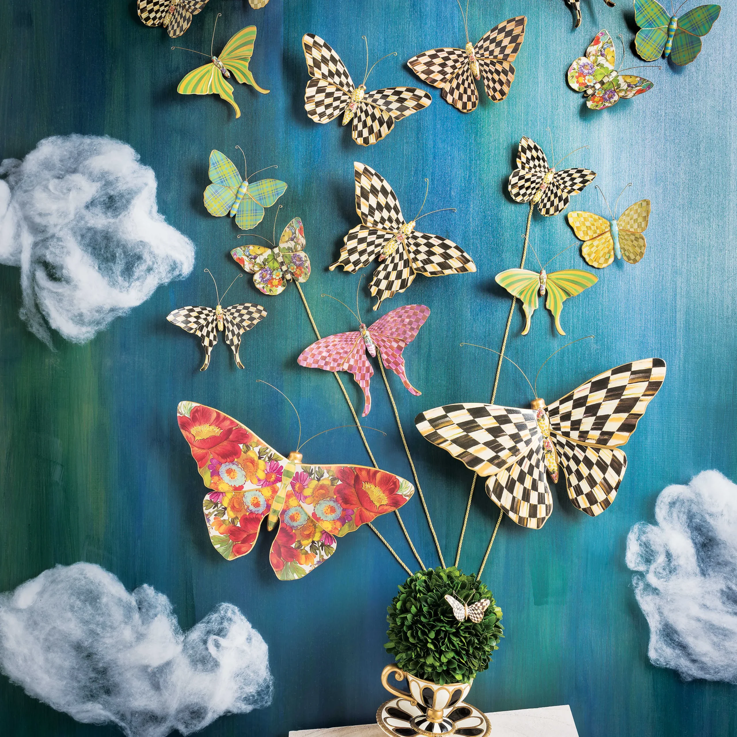 MacKenzie-Childs Courtly Check Butterfly Wall Decor* Room Accents