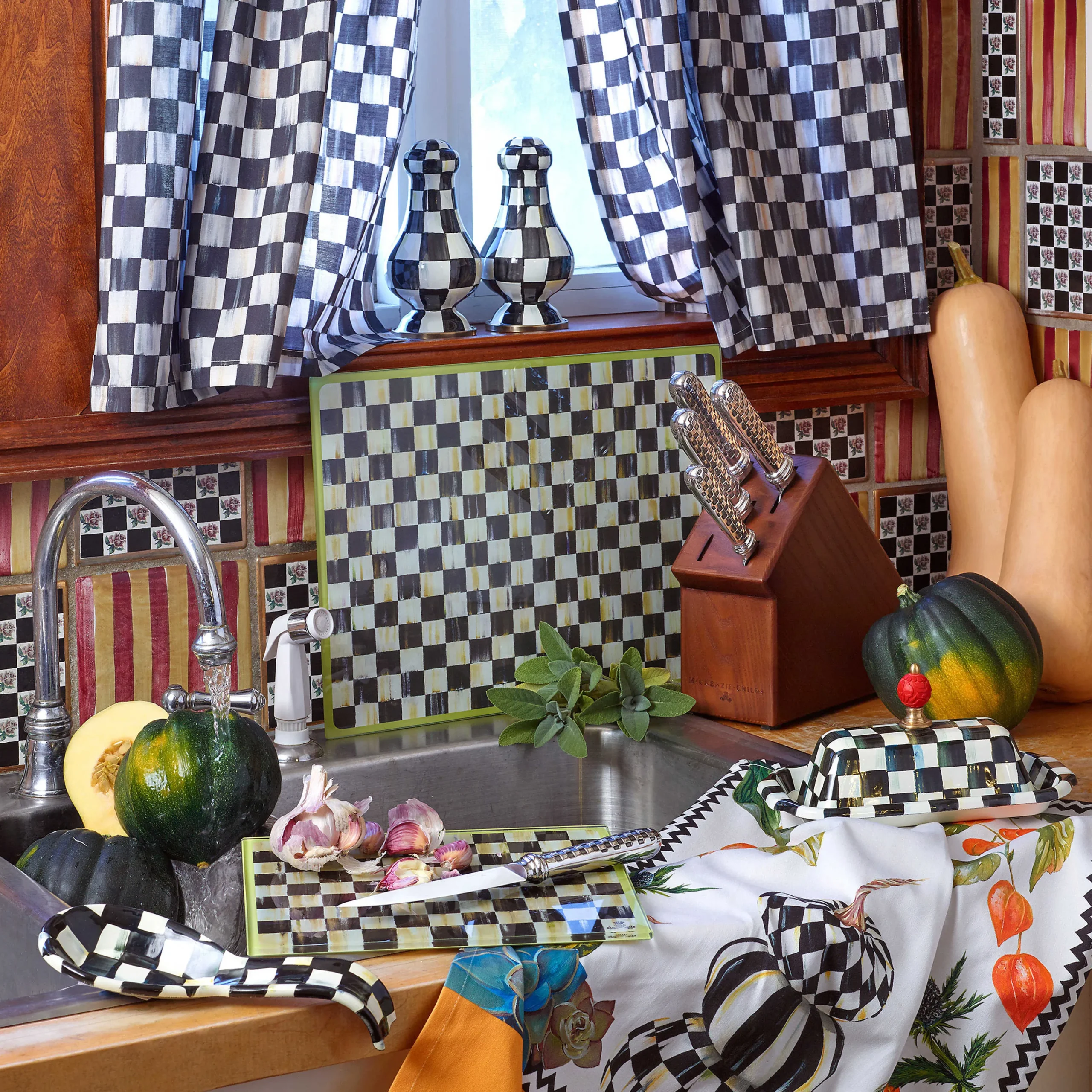 MacKenzie-Childs Courtly Check Cafe Curtains - Set Of 2* Room Accents