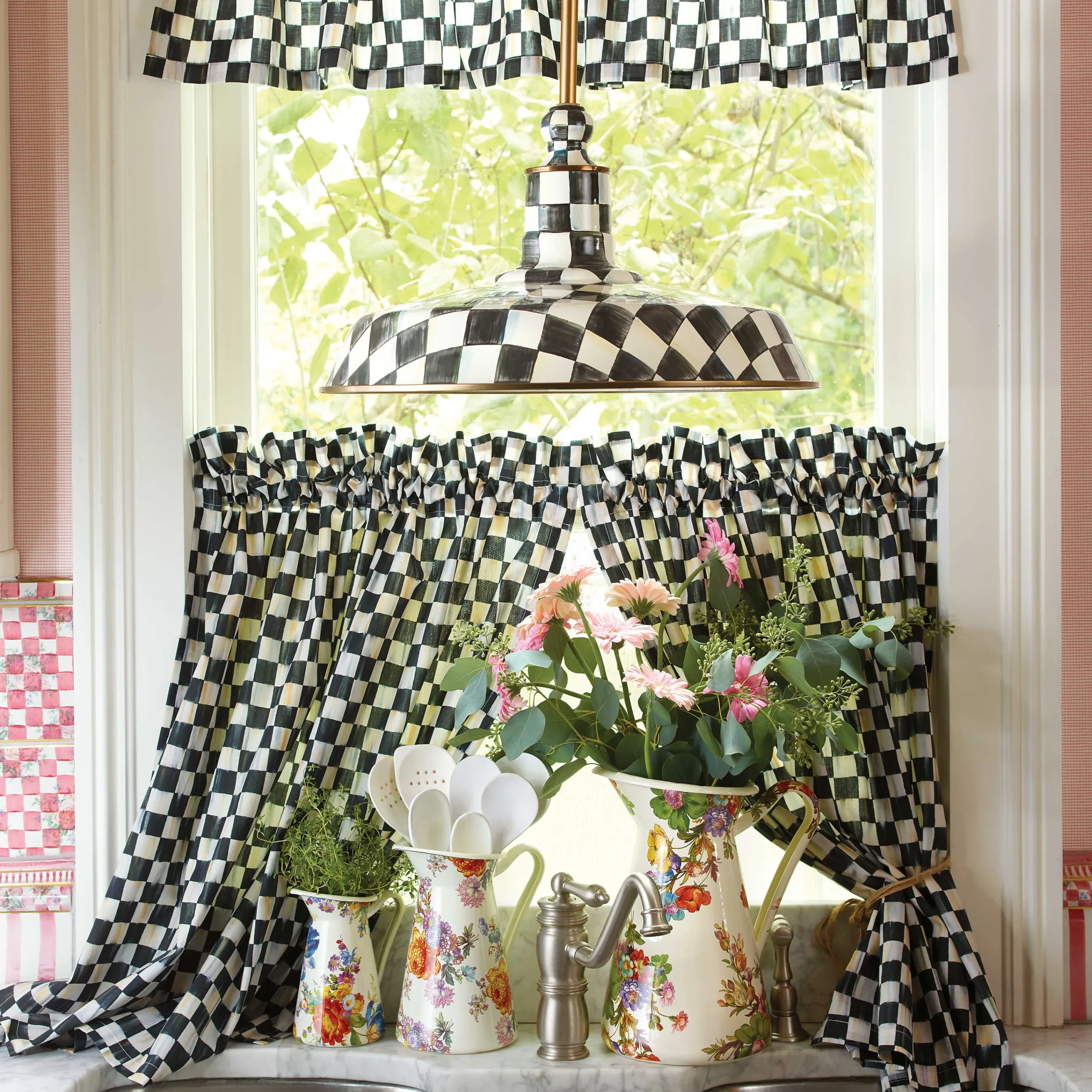 MacKenzie-Childs Courtly Check Cafe Curtains - Set Of 2* Room Accents