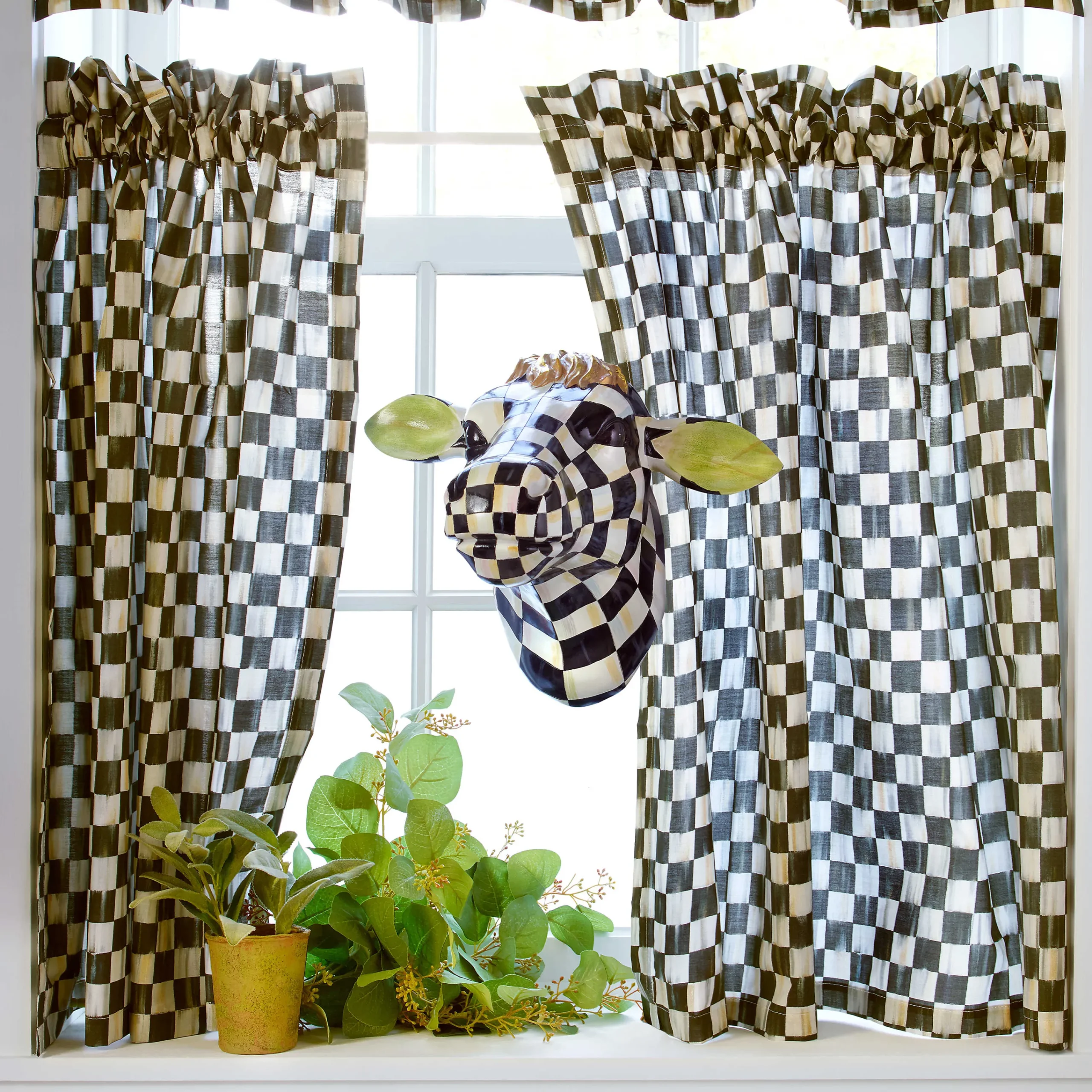MacKenzie-Childs Courtly Check Cafe Curtains - Set Of 2* Room Accents