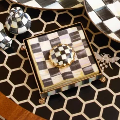 MacKenzie-Childs Courtly Check Cocktail Napkin Holder Set - Gold* Outdoor Entertaining