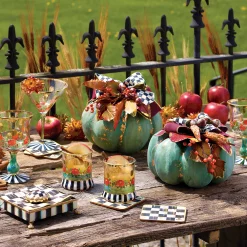 MacKenzie-Childs Courtly Check Cocktail Napkin Holder Set - Gold* Outdoor Entertaining