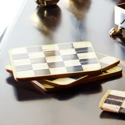 MacKenzie-Childs Courtly Check Cork Back Coasters - Set Of 4* Outdoor Entertaining