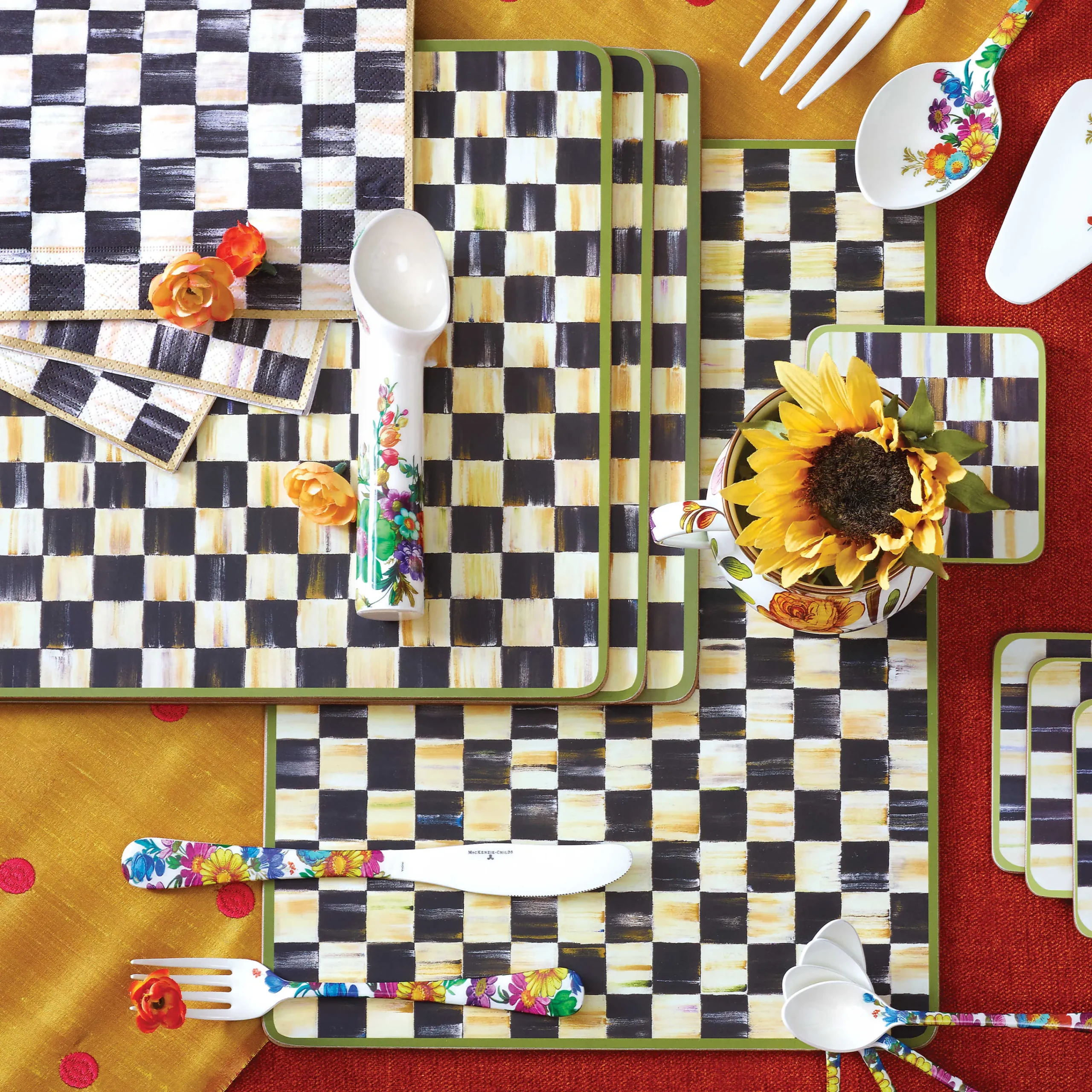 MacKenzie-Childs Courtly Check Cork Back Placemats - Set Of 4* Outdoor Entertaining