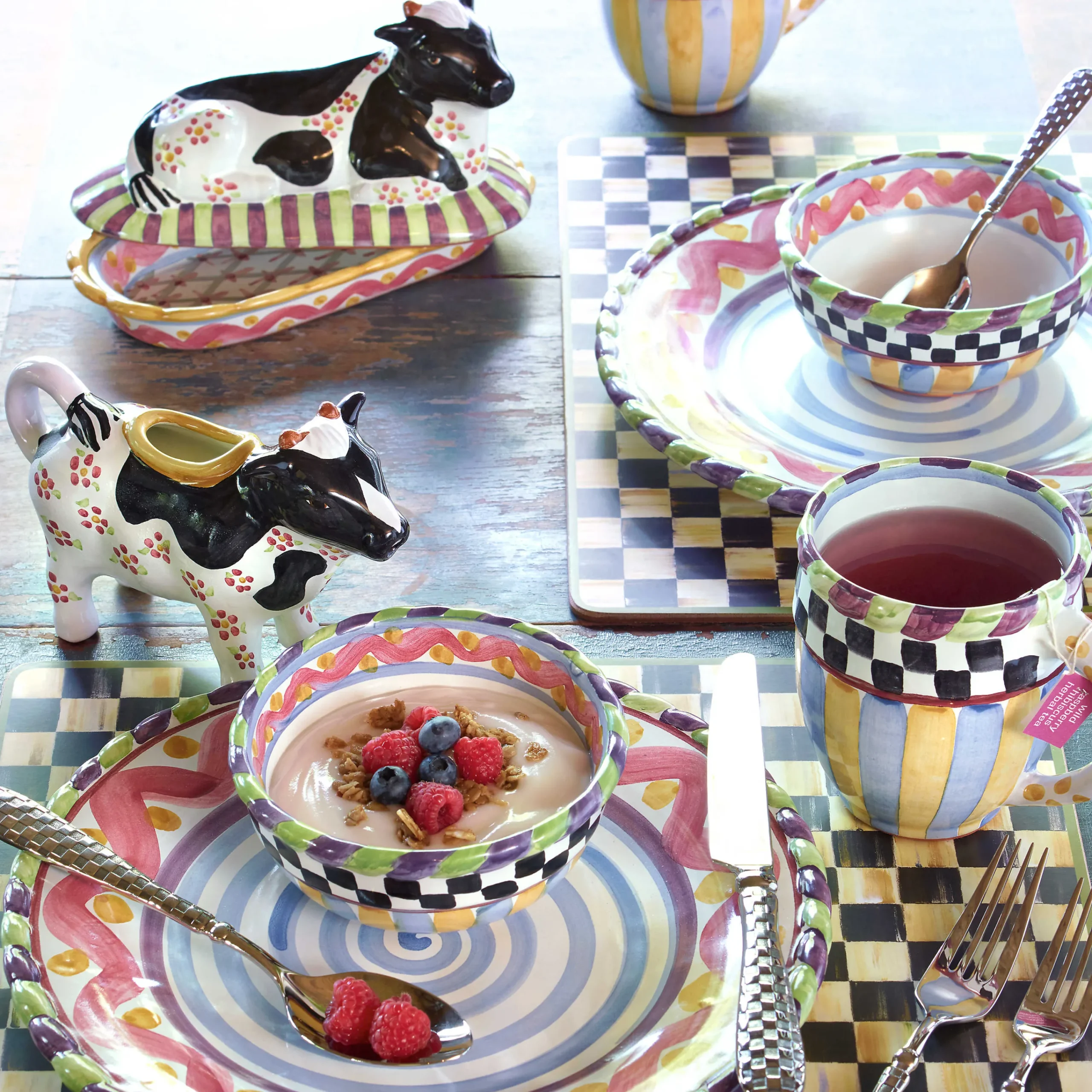 MacKenzie-Childs Courtly Check Cork Back Placemats - Set Of 4* Outdoor Entertaining