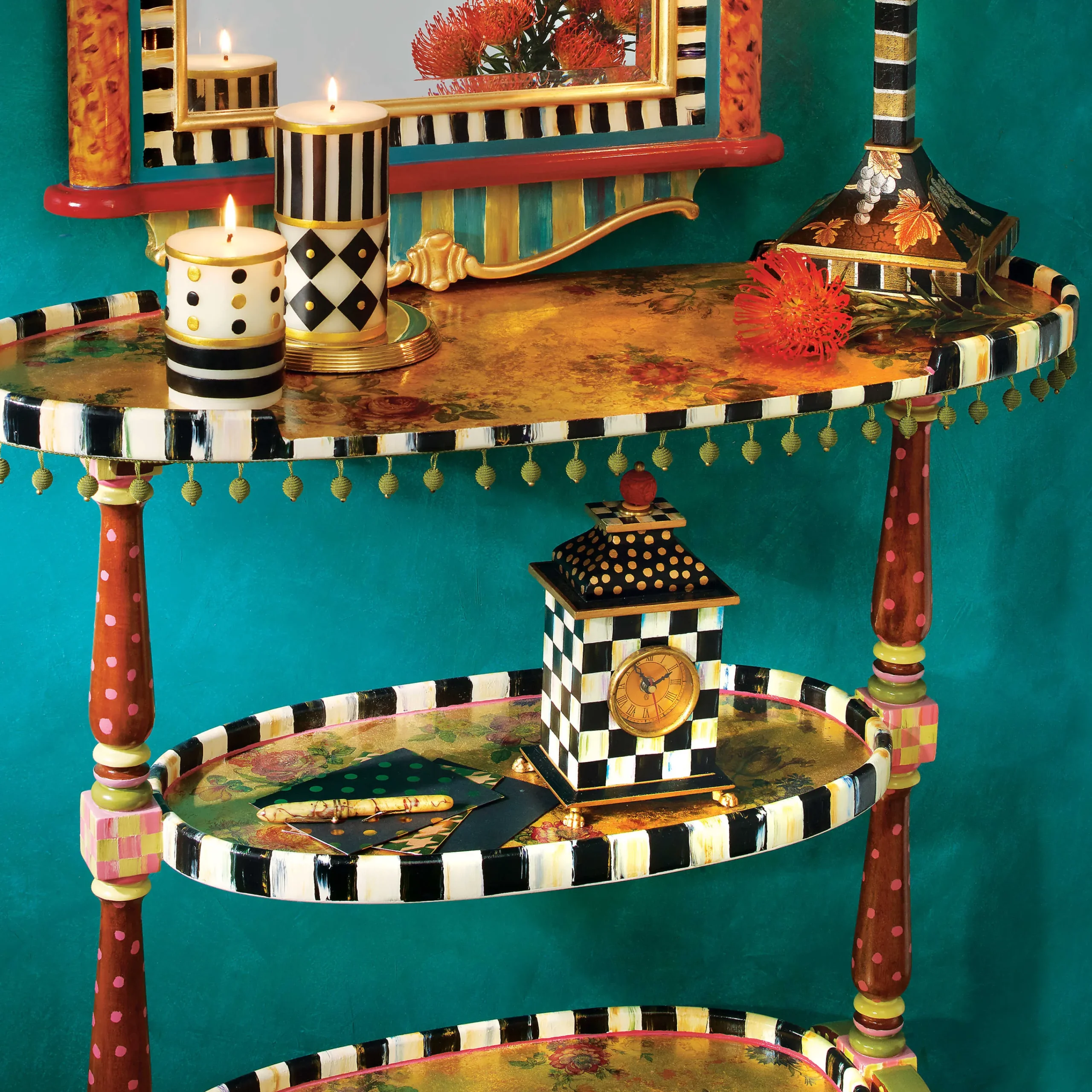 MacKenzie-Childs Courtly Check Desk Clock* Room Accents