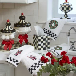 MacKenzie-Childs Courtly Check Enamel Boutique Tissue Box Cover* Room Accents