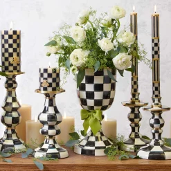 MacKenzie-Childs Courtly Check Enamel Candlestick - Medium* Candles & Fragrances