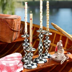 MacKenzie-Childs Courtly Check Enamel Candlestick - Medium* Candles & Fragrances
