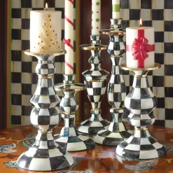 MacKenzie-Childs Courtly Check Enamel Candlestick - Medium* Candles & Fragrances