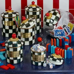 MacKenzie-Childs Courtly Check Enamel Canister - Mini* Room Accents