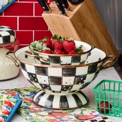 MacKenzie-Childs Courtly Check Enamel Colander - Large* Kitchen Utensils & Tools