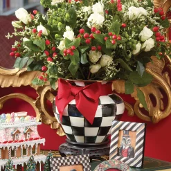 MacKenzie-Childs Courtly Check Enamel Large Vase - Red Bow* Room Accents