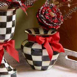 MacKenzie-Childs Courtly Check Enamel Large Vase - Red Bow* Room Accents