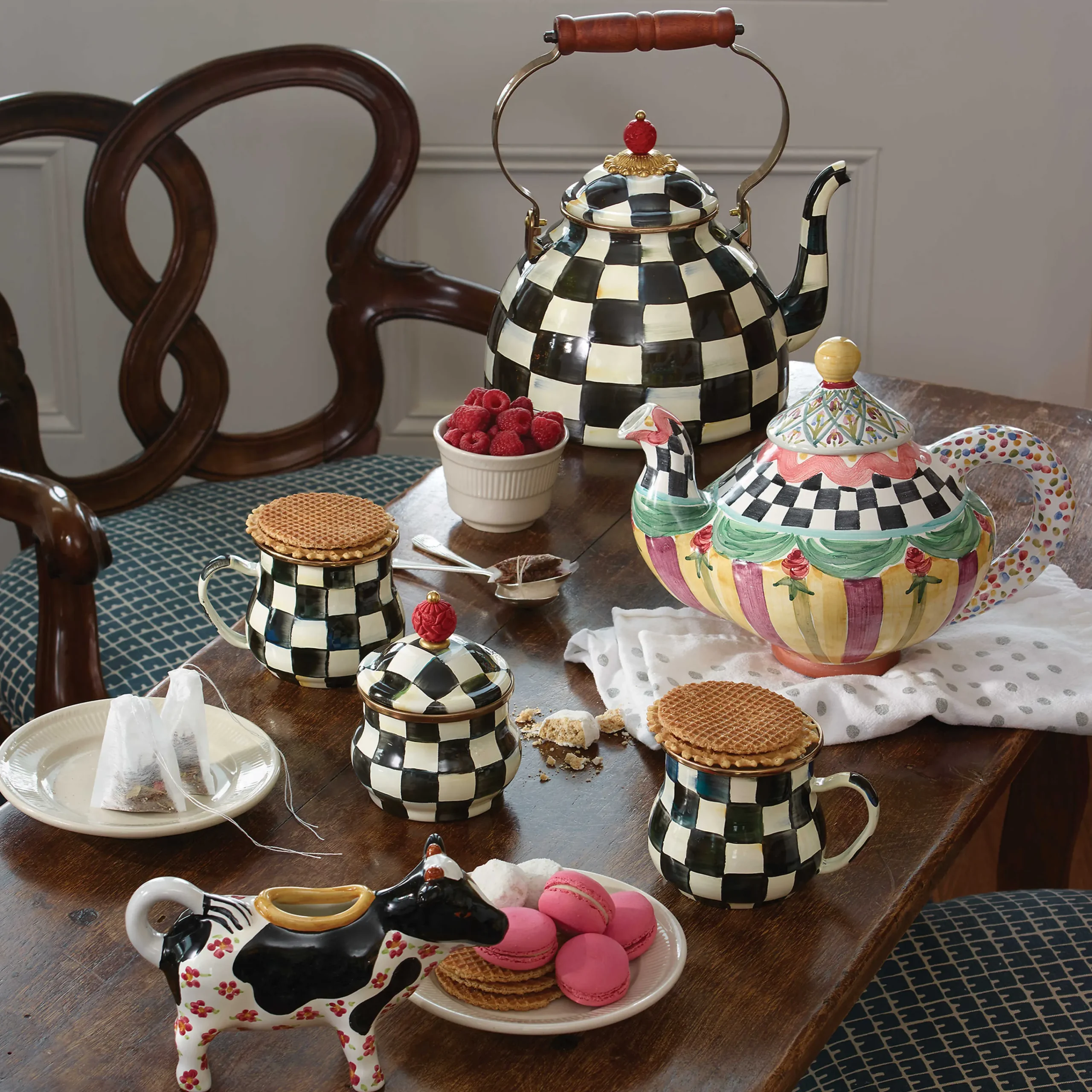 MacKenzie-Childs Courtly Check Enamel Lidded Sugar Bowl* Outdoor Entertaining