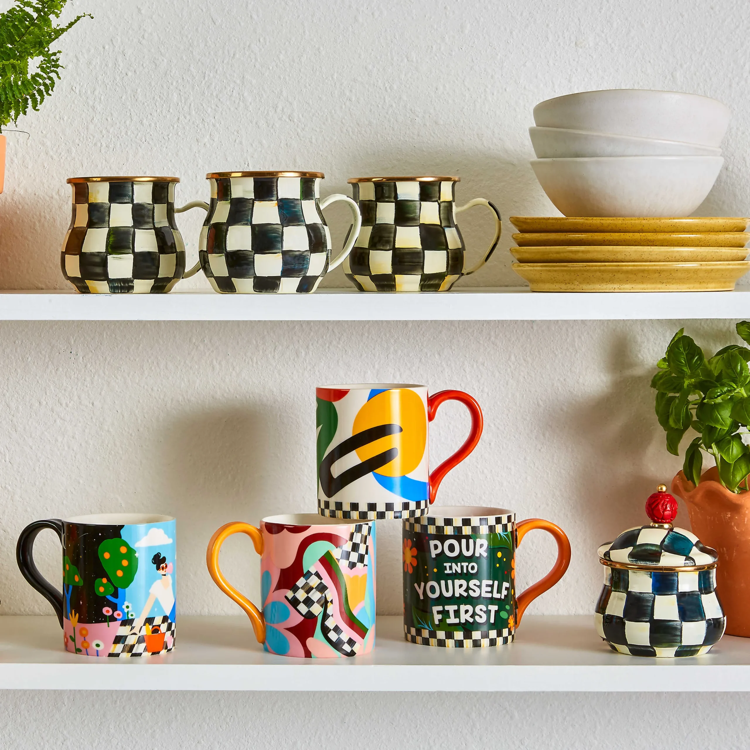 MacKenzie-Childs Courtly Check Enamel Lidded Sugar Bowl* Outdoor Entertaining