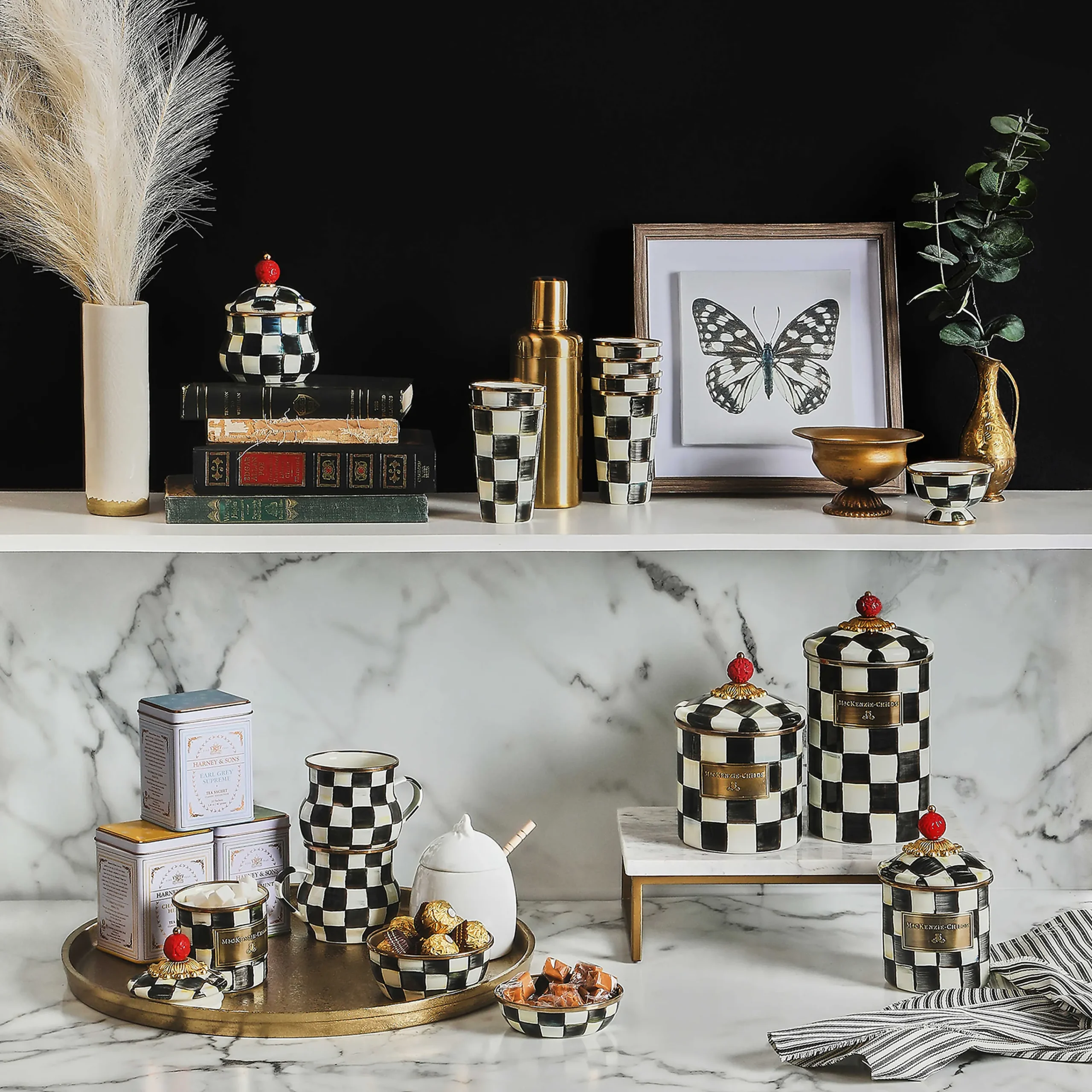 MacKenzie-Childs Courtly Check Enamel Lidded Sugar Bowl* Outdoor Entertaining