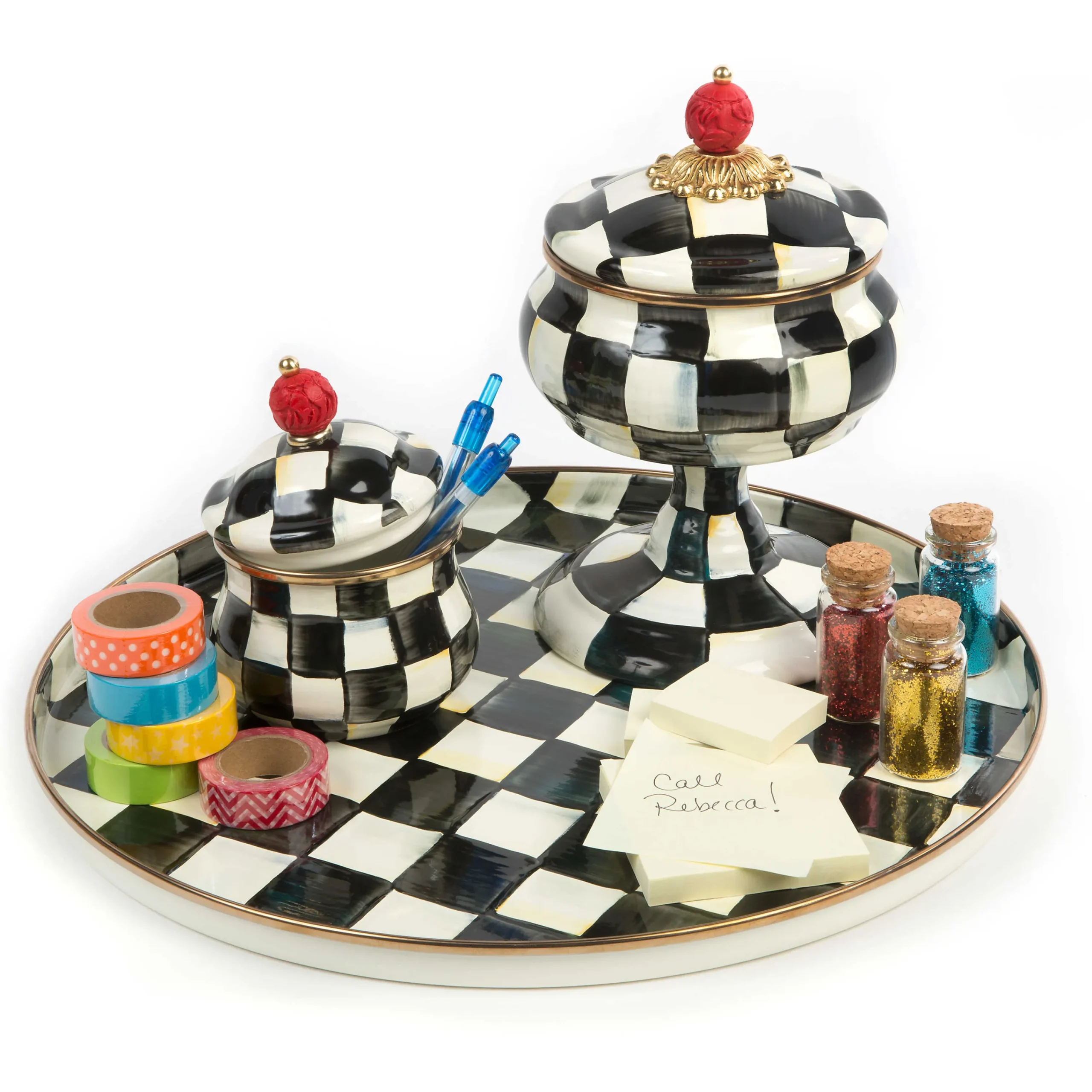 MacKenzie-Childs Courtly Check Enamel Lidded Sugar Bowl* Outdoor Entertaining