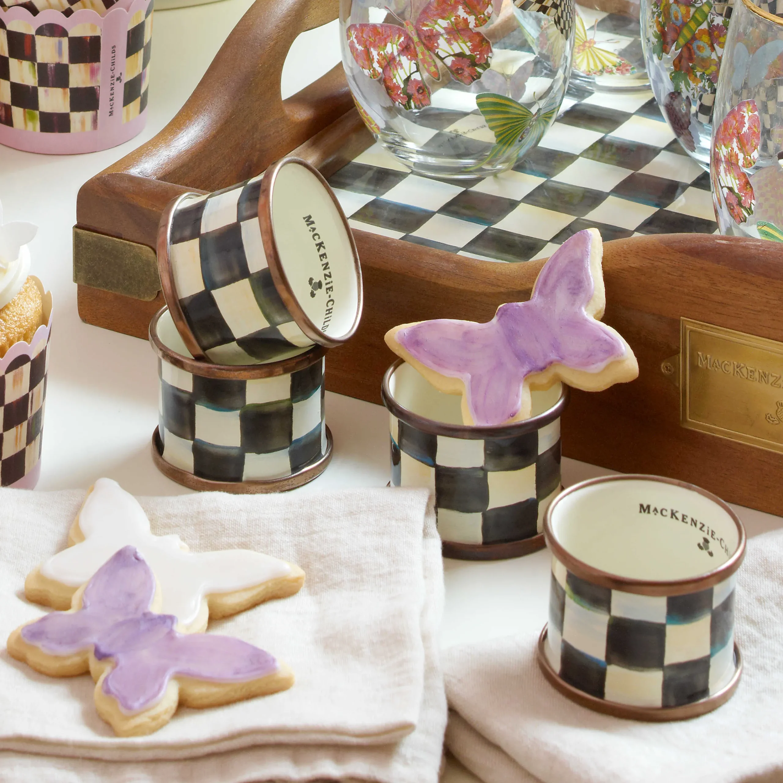 MacKenzie-Childs Courtly Check Enamel Napkin Rings - Set Of 4* Outdoor Entertaining