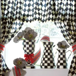 MacKenzie-Childs Courtly Check Enamel Pedestal Vase - Red Bow* Room Accents