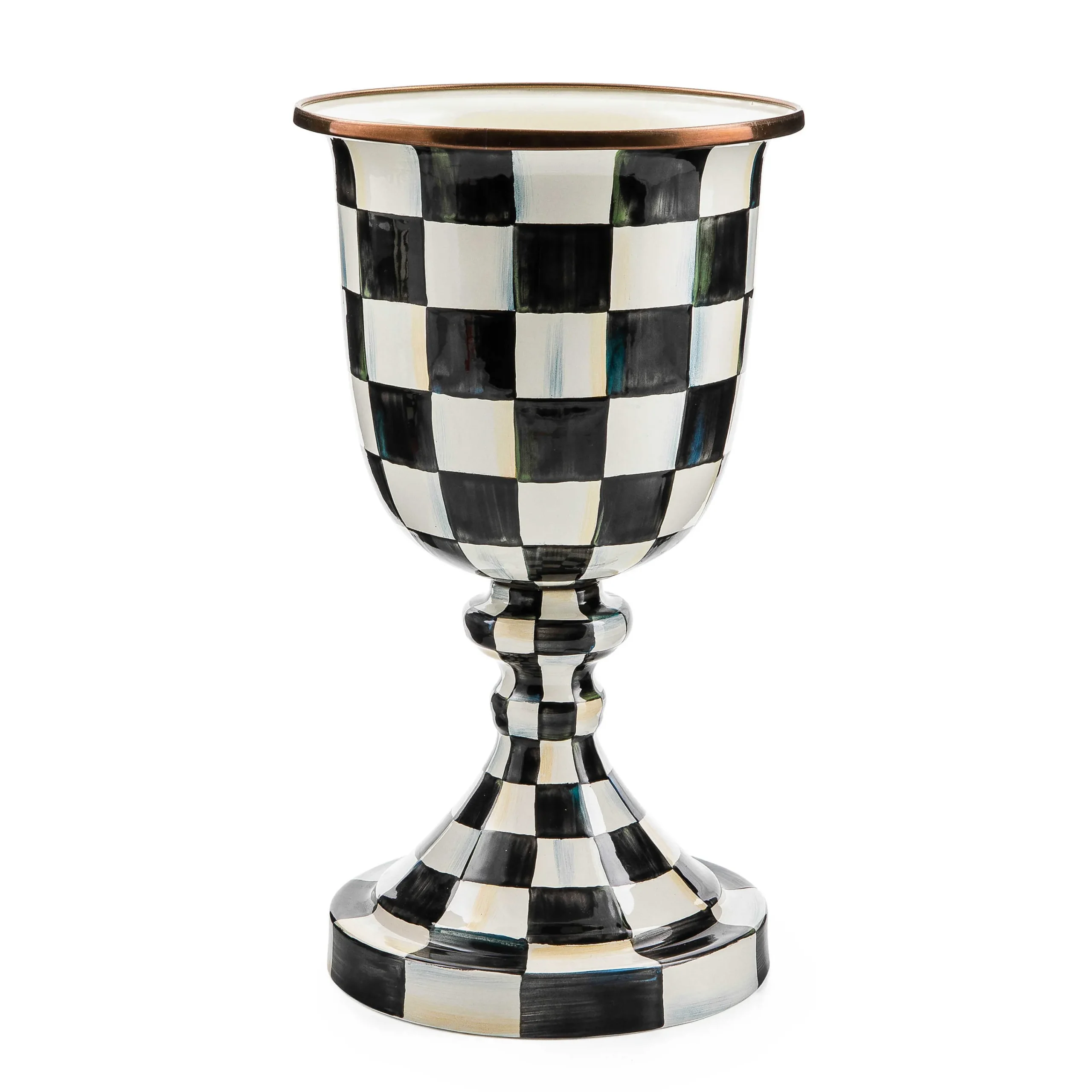 MacKenzie-Childs Courtly Check Enamel Pedestal Vase - Red Bow* Room Accents