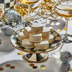 MacKenzie-Childs Courtly Check Enamel Pedestal Platter - Mini* Outdoor Entertaining