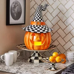 MacKenzie-Childs Courtly Check Enamel Pedestal Platter - Mini* Outdoor Entertaining