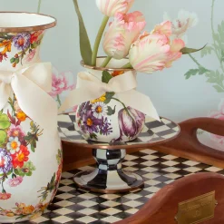 MacKenzie-Childs Courtly Check Enamel Pedestal Platter - Mini* Outdoor Entertaining