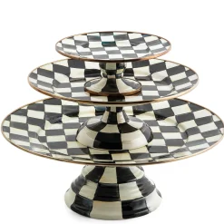 MacKenzie-Childs Courtly Check Enamel Pedestal Platter - Mini* Outdoor Entertaining