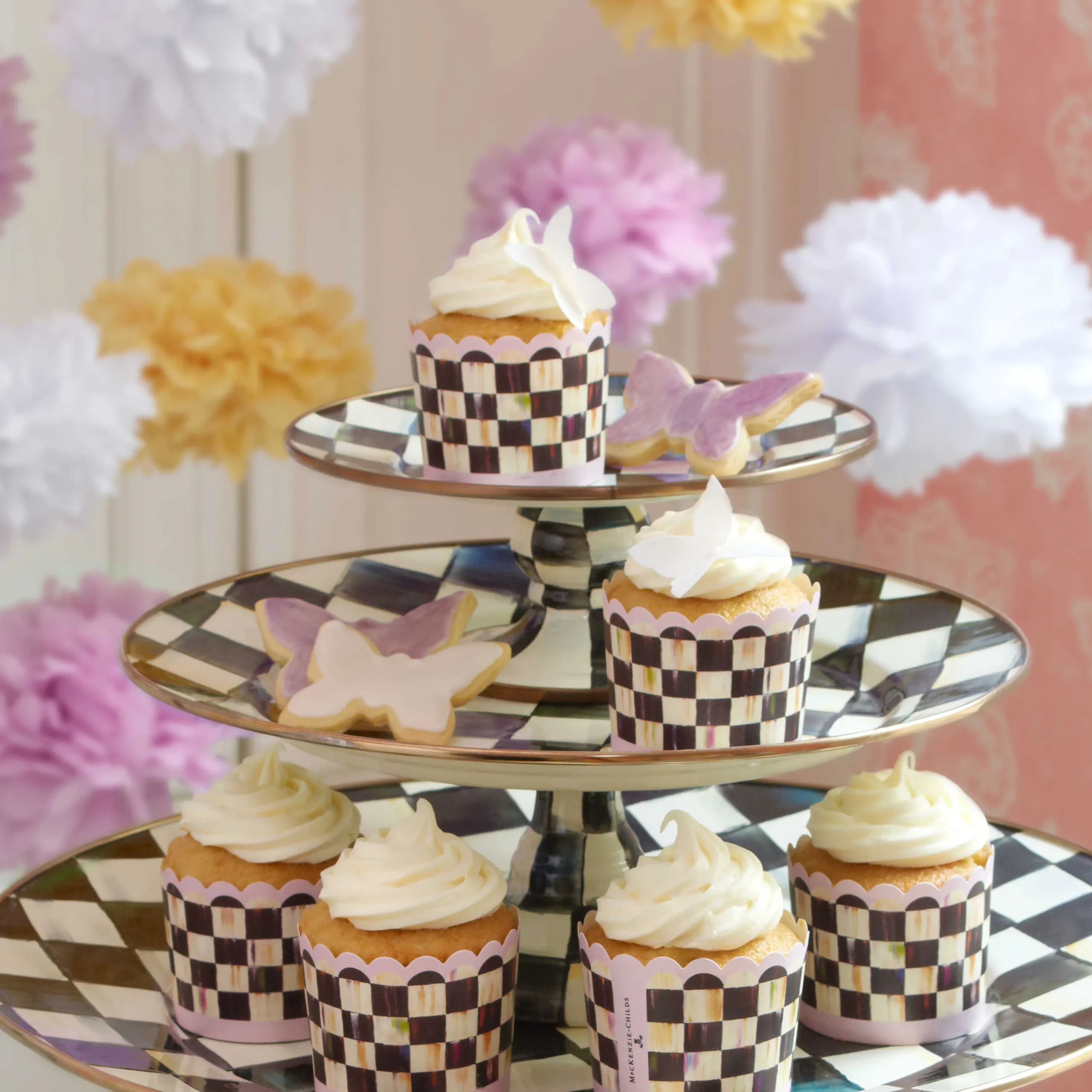 MacKenzie-Childs Courtly Check Enamel Pedestal Platter - Mini* Outdoor Entertaining