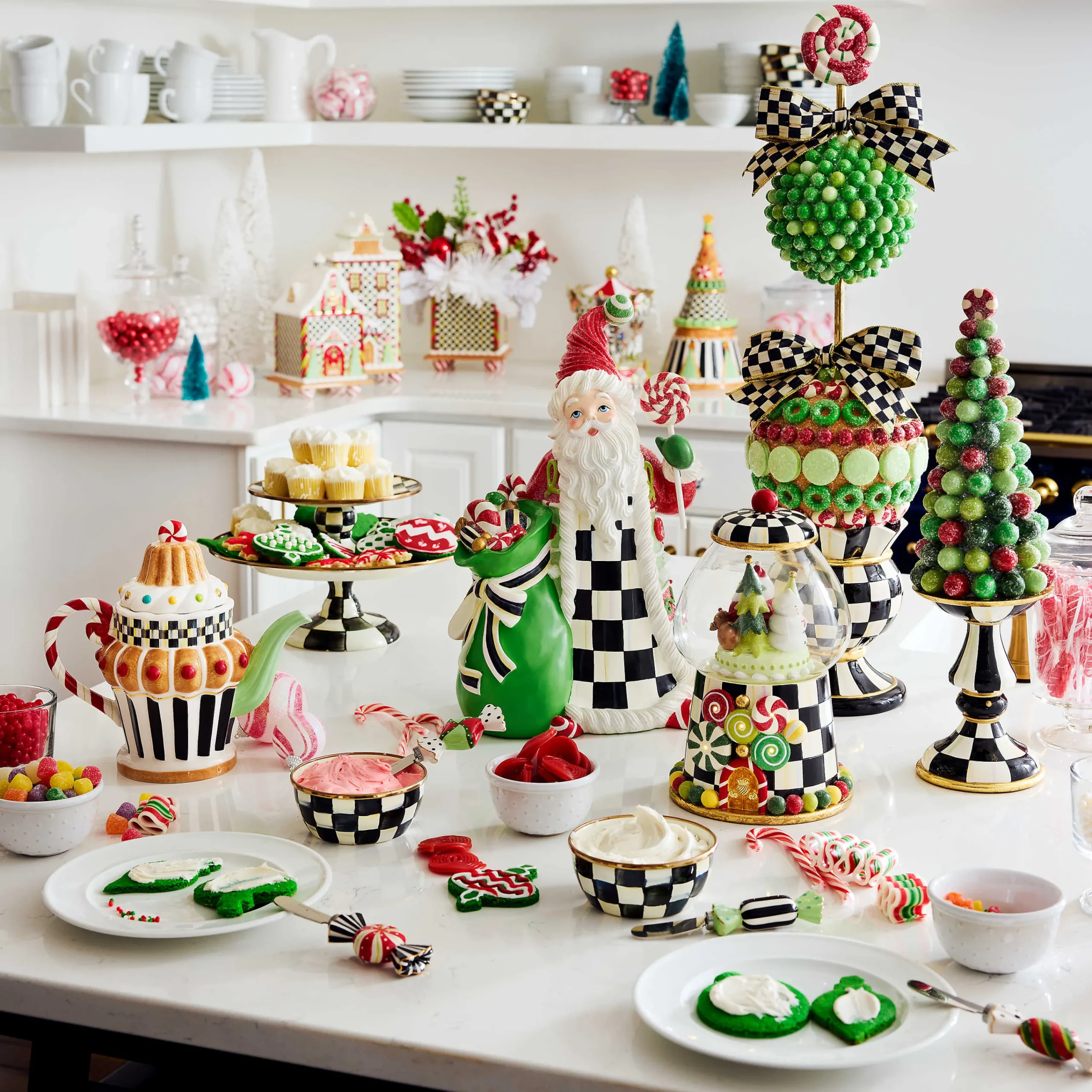 MacKenzie-Childs Courtly Check Enamel Pedestal Platter - Mini* Outdoor Entertaining