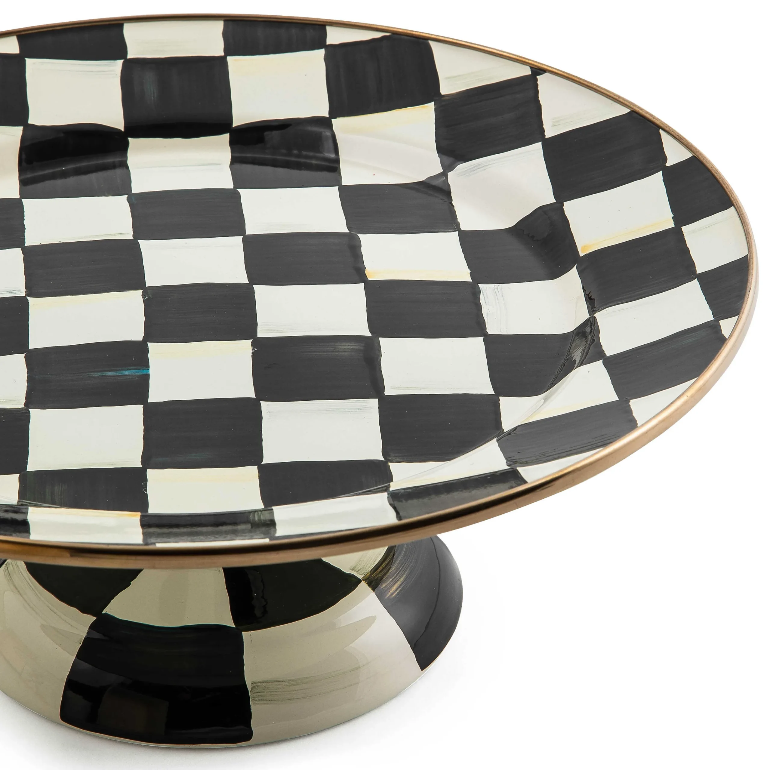MacKenzie-Childs Courtly Check Enamel Pedestal Platter - Small* Outdoor Entertaining