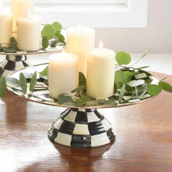MacKenzie-Childs Courtly Check Enamel Pedestal Platter - Large* Outdoor Entertaining